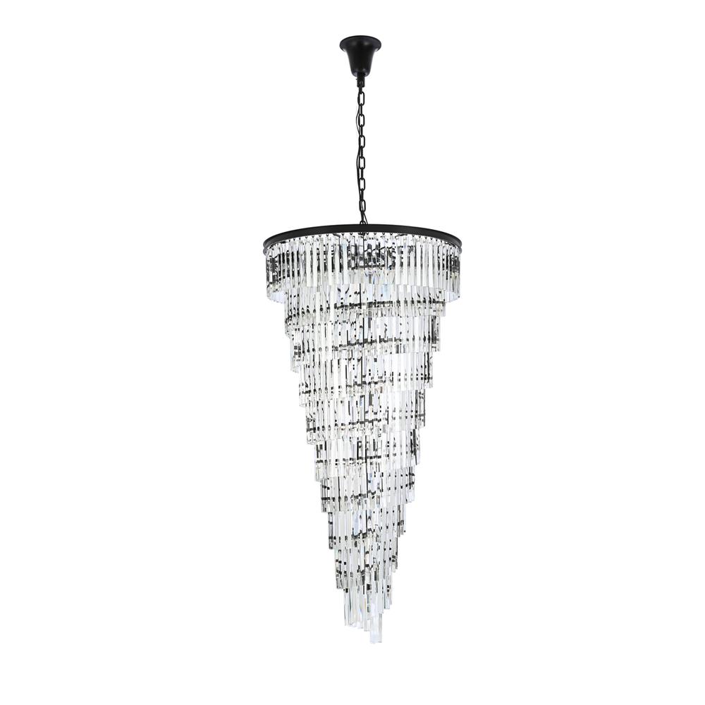 Sydney 36.5 inch spiral crystal chandelier in matte black. Picture 6