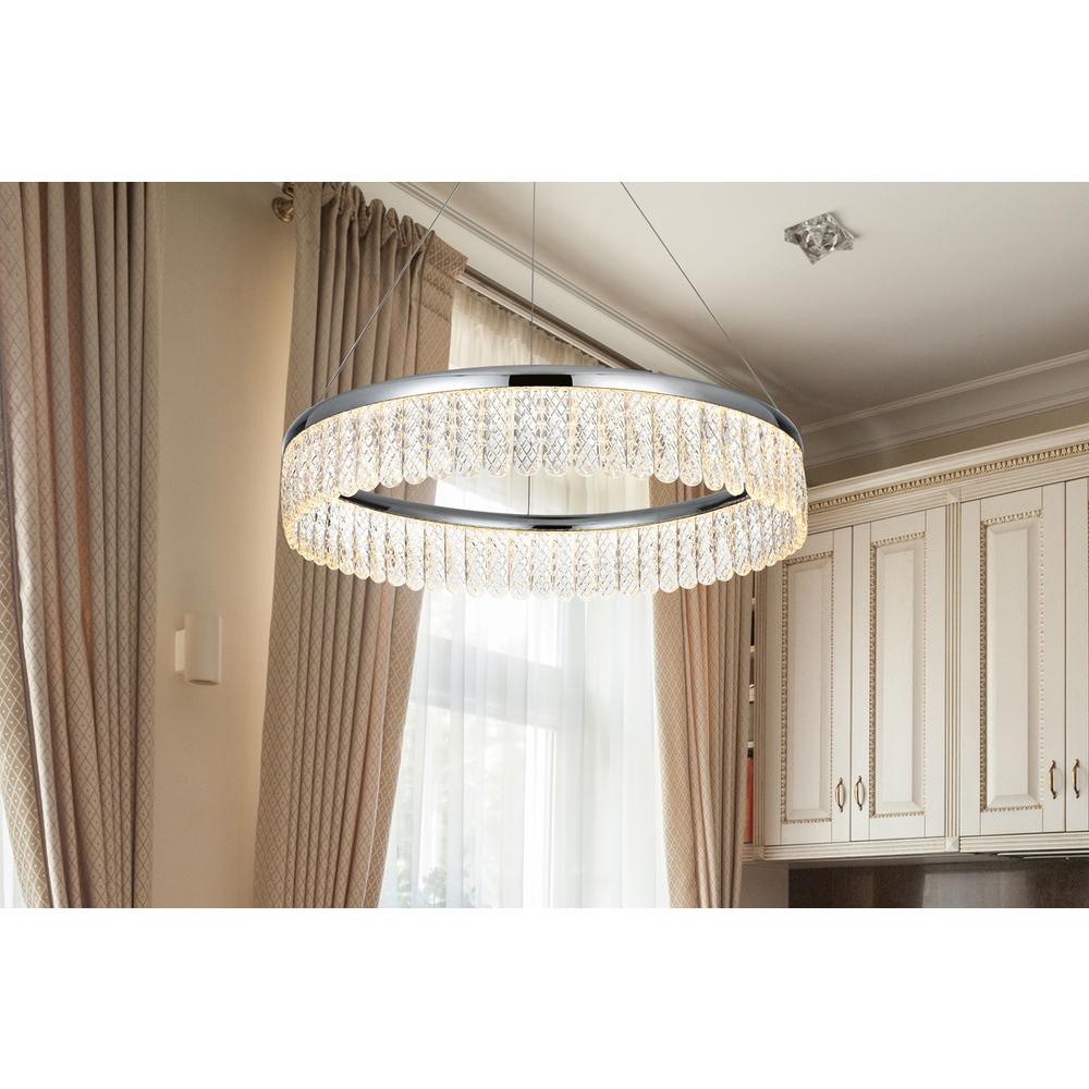 Rune 24 inch Adjustable LED chandelier in Chrome. Picture 11