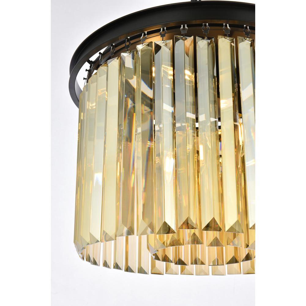 Sydney 6 light Matte Black Pendant Golden Teak (Smoky) Royal Cut Crystal. Picture 5