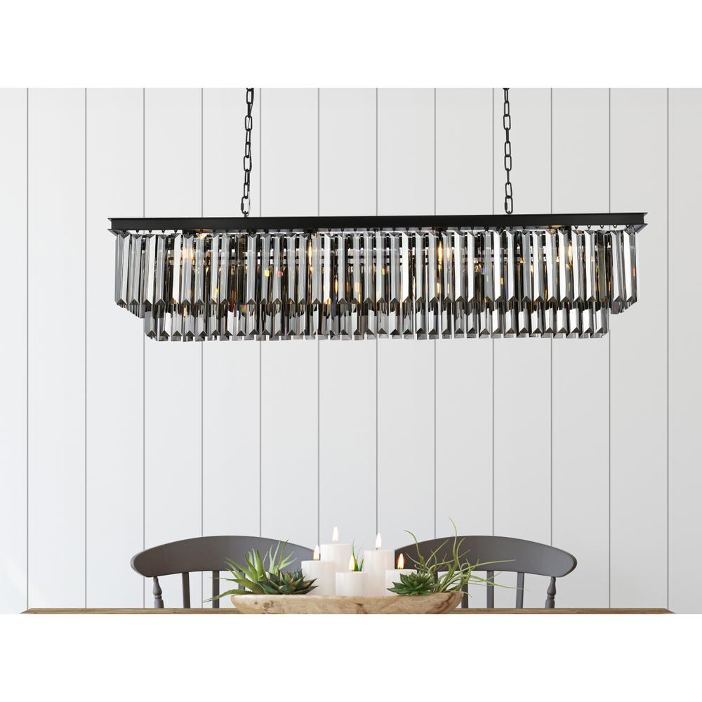 Sydney 12 light Matte Black Chandelier Silver Shade (Grey) Royal Cut Crystal. Picture 8