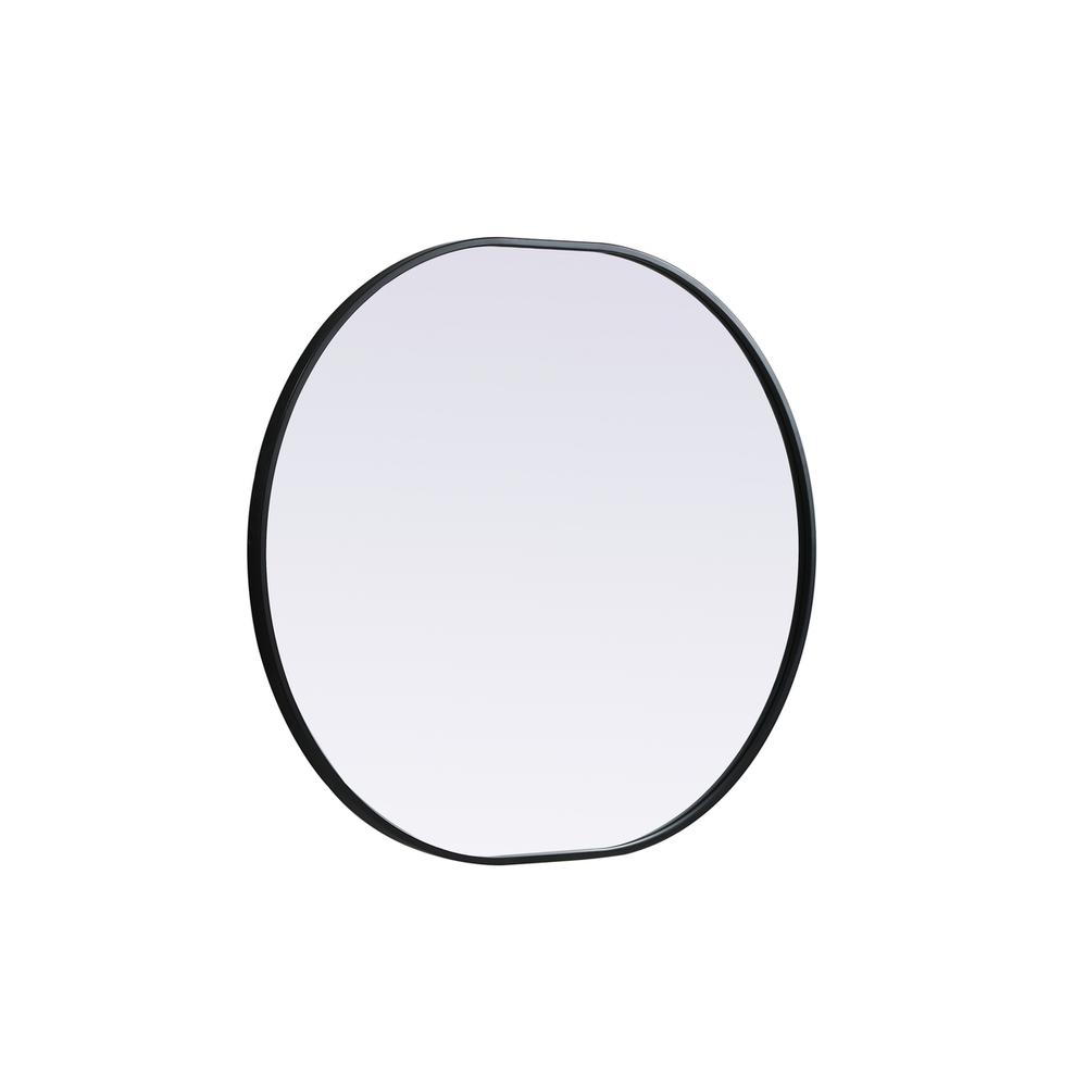 Metal Frame Oval Mirror 30x36 Inch in Black. Picture 9