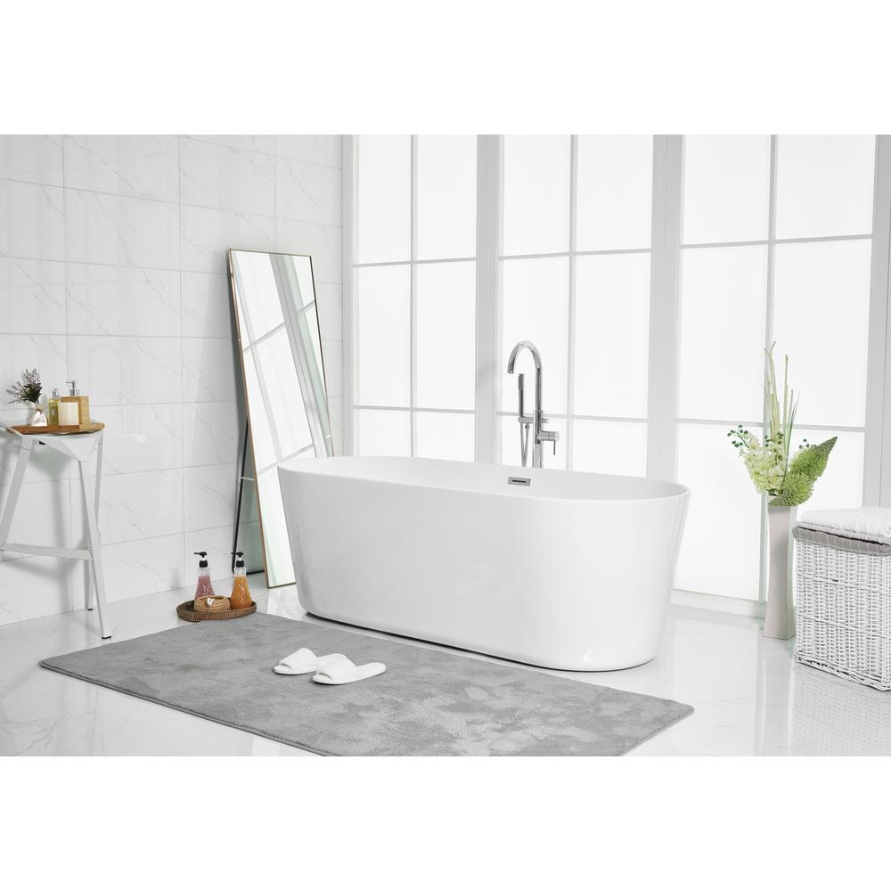 71 inch soaking roll top bathtub in glossy white. Picture 2