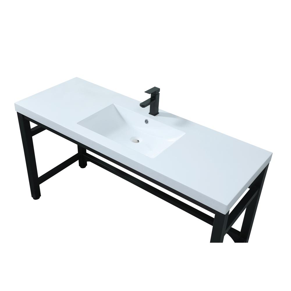 60 Inch ADA Compliant SIngle Bathroom Metal Vanity In Black. Picture 9