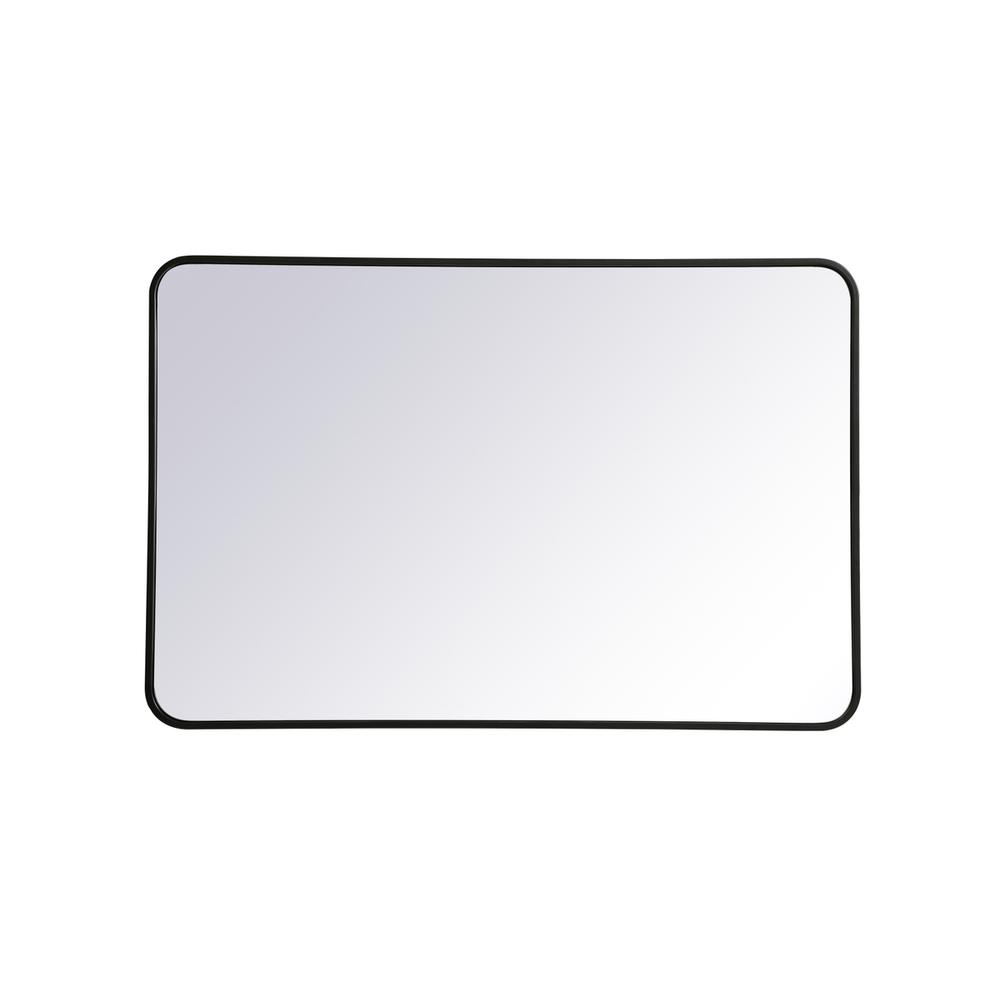 Soft corner metal rectangular mirror 28x42 inch in Black. Picture 1
