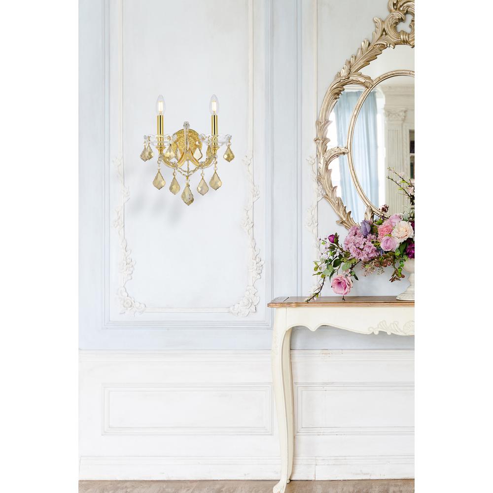 Maria Theresa 2 light Gold Wall Sconce Golden Teak (Smoky) Royal Cut Crystal. Picture 7