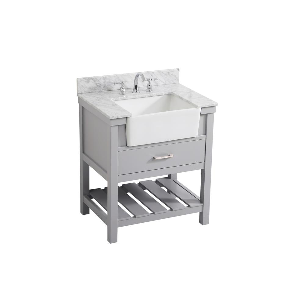 30 inch Single bathroom vanity in grey with backsplash. Picture 8