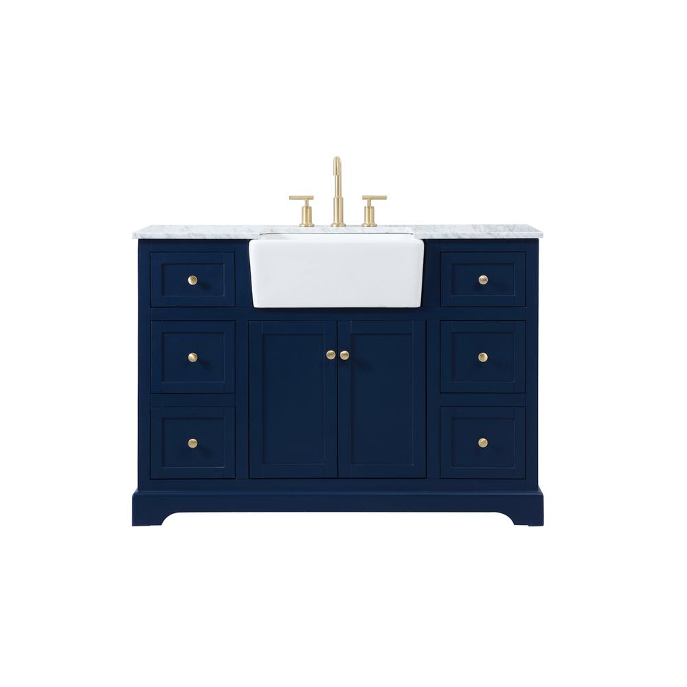 48 inch Single bathroom vanity in blue. Picture 1