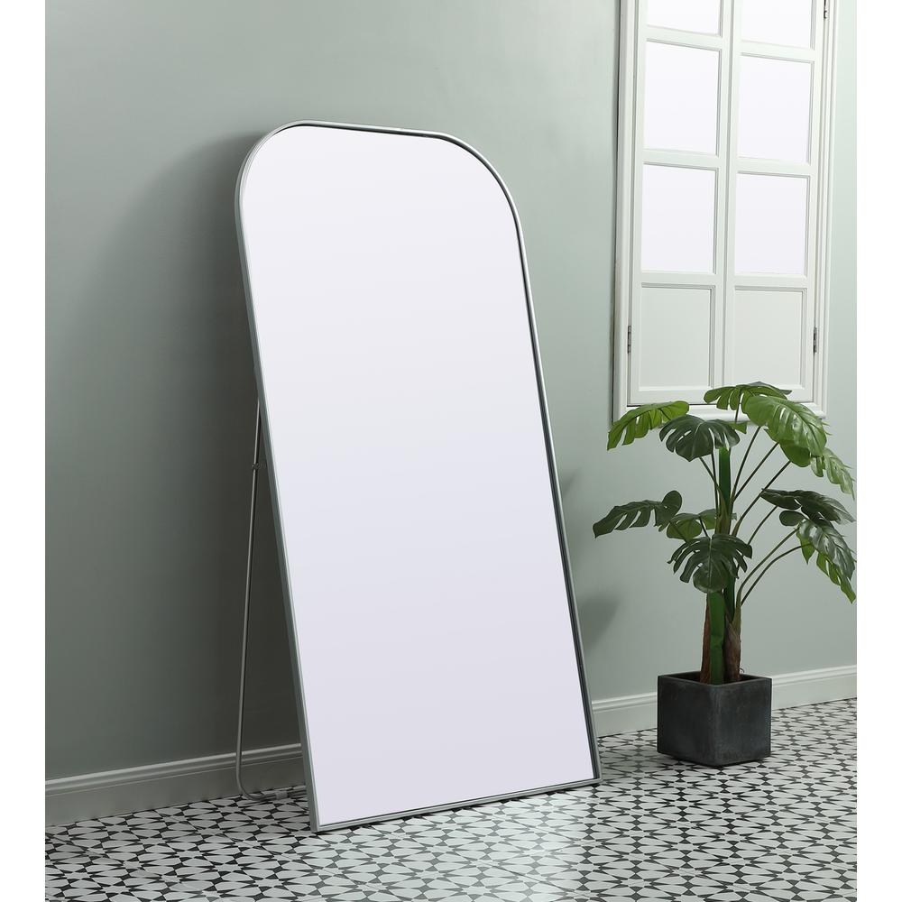 Metal Frame Arch Full Length Mirror 35x66 Inch in Silver. Picture 2