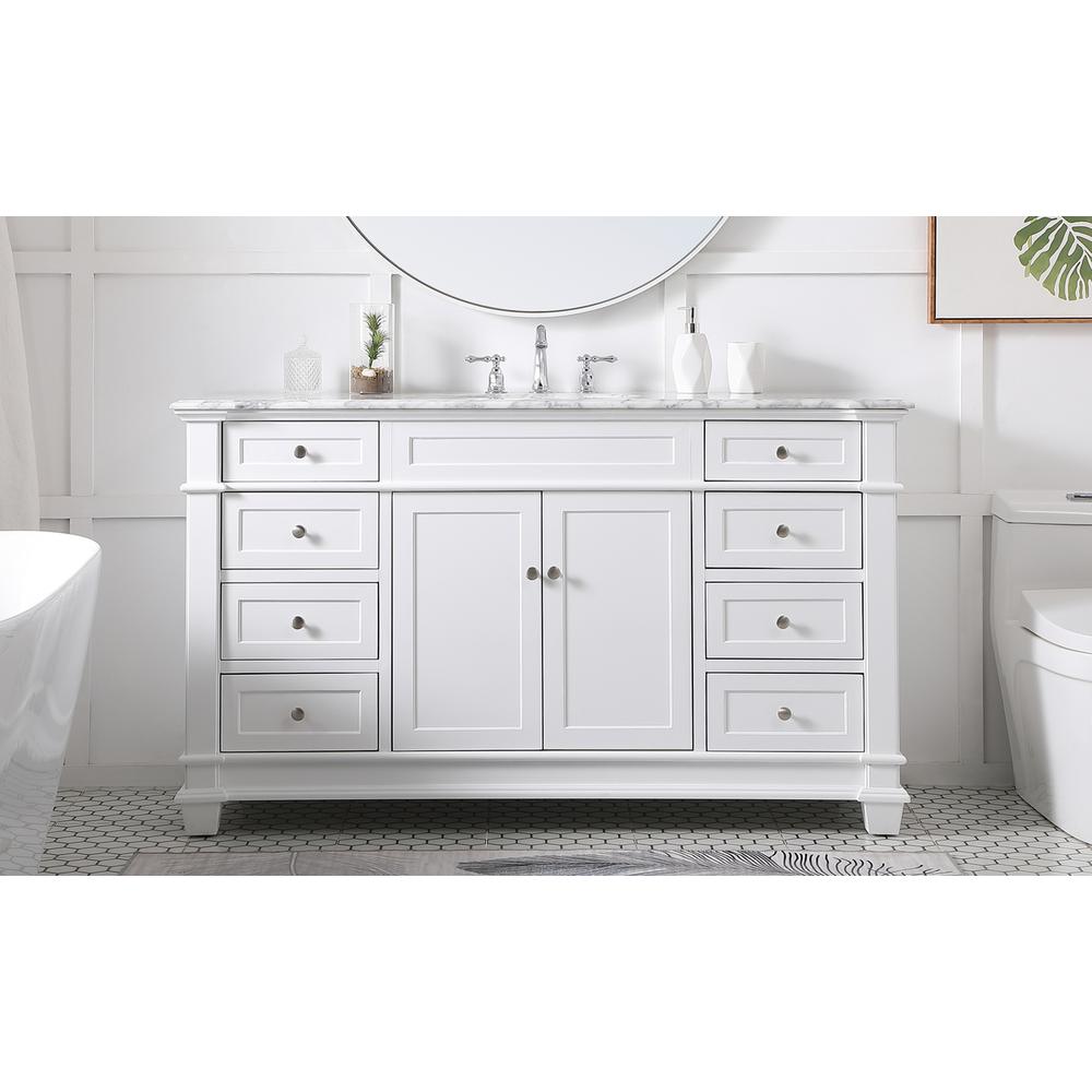 60 inch Single Bathroom Vanity set in White. Picture 14