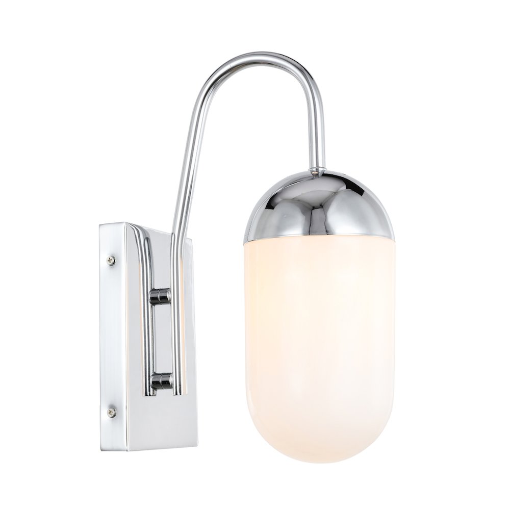 Kace 1 Light Chrome And Frosted White Glass Wall Sconce. Picture 5