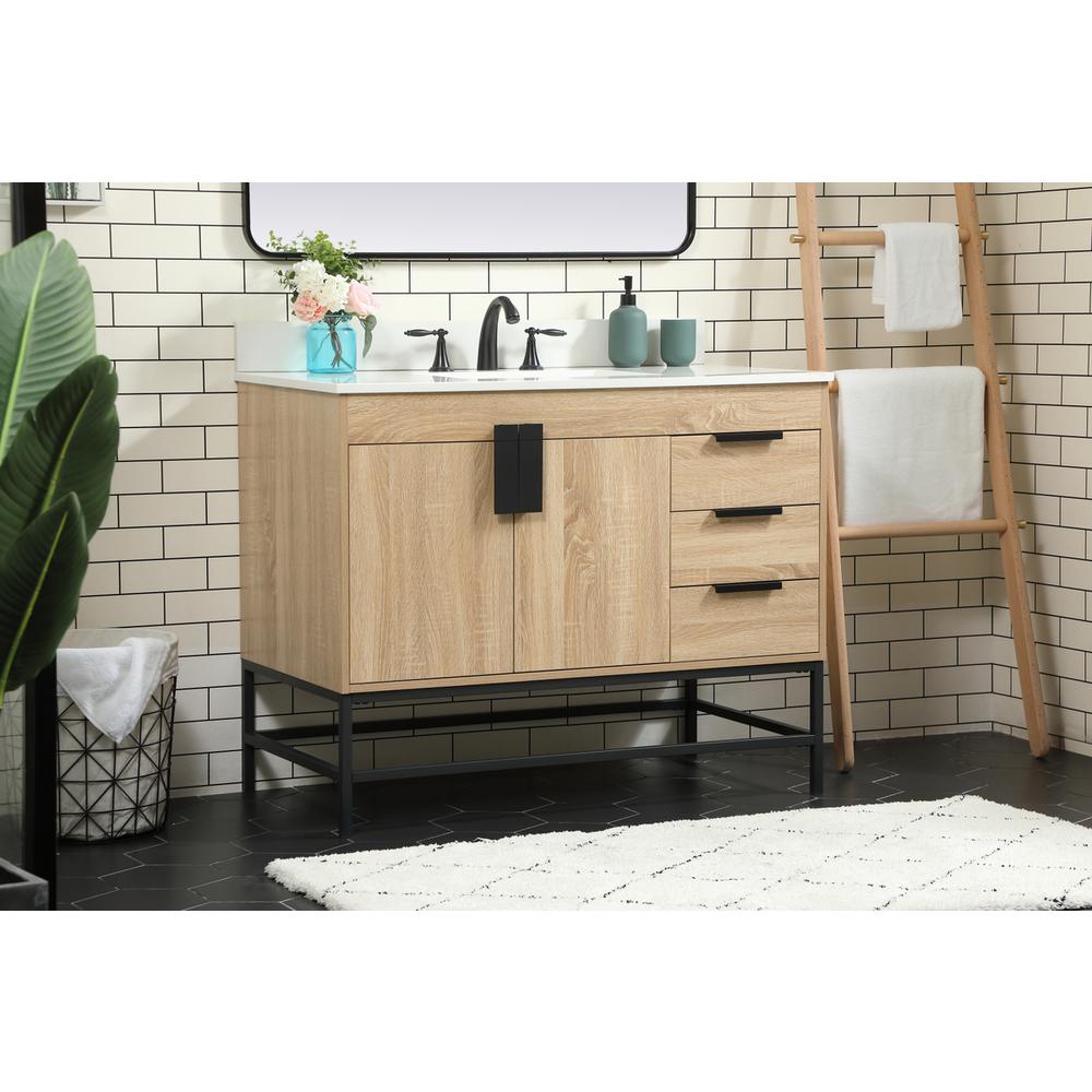 42 inch Single bathroom vanity in mango wood with backsplash. Picture 2