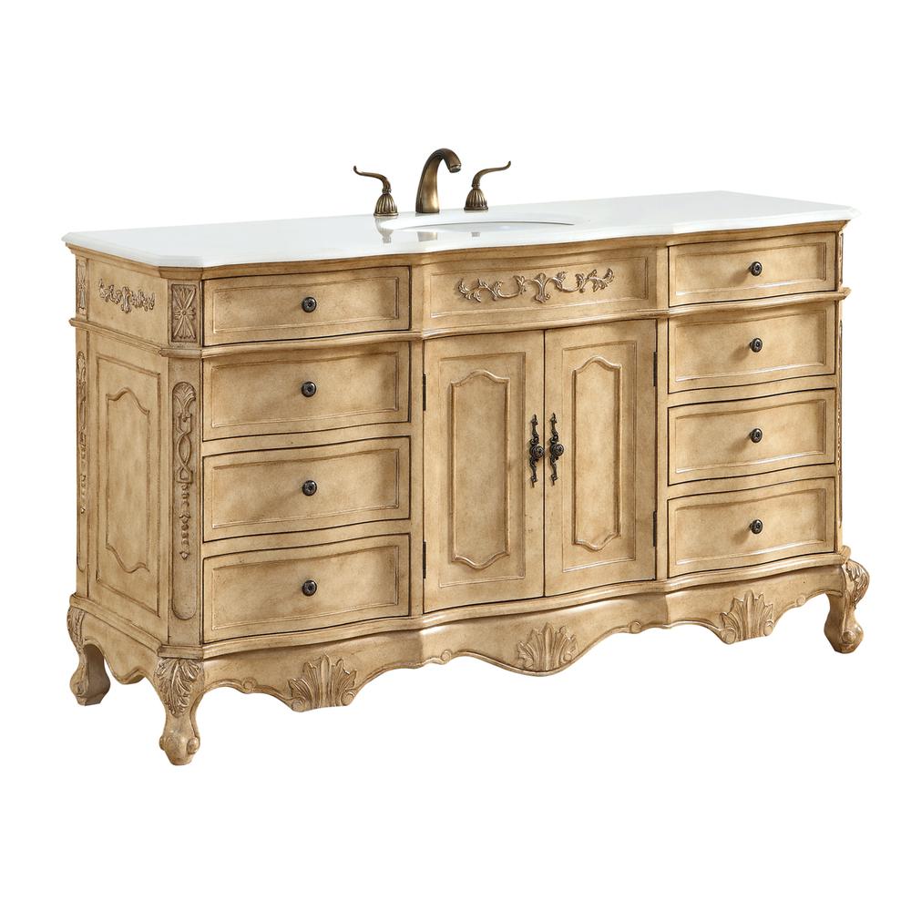 60 inch Single Bathroom vanity In Antique Beige. Picture 2