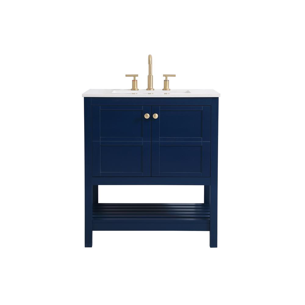 30 inch Single Bathroom Vanity in Blue. Picture 1