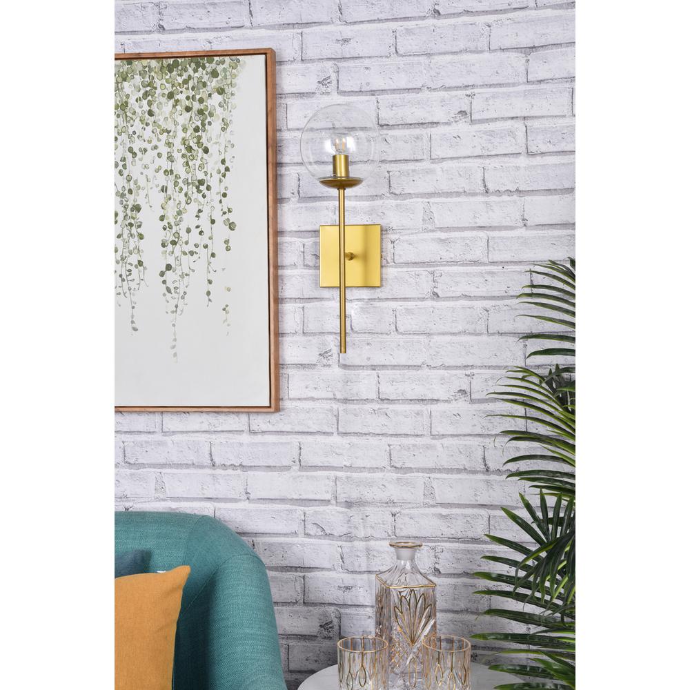 Neri 1 light brass and clear glass wall sconce. Picture 7