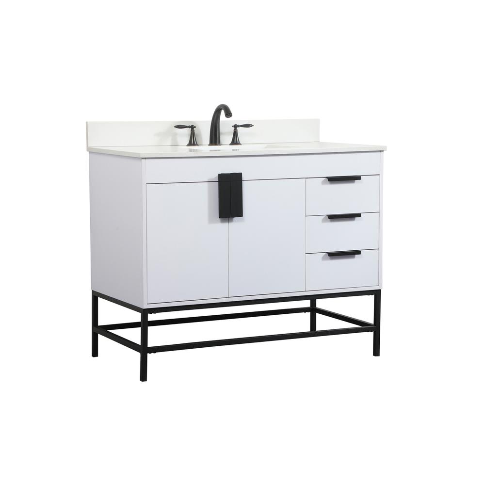 42 inch Single bathroom vanity in white with backsplash. Picture 7