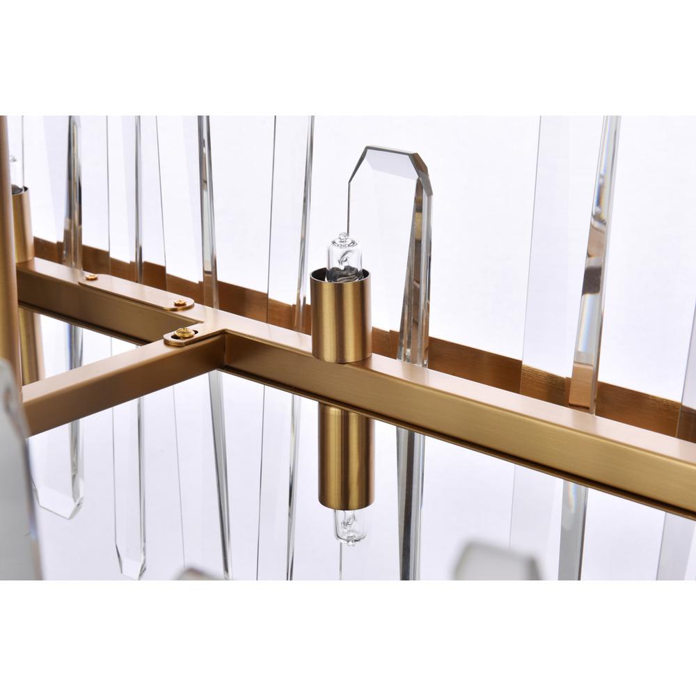 Serena 30 inch crystal rectangle chandelier in satin gold. Picture 4