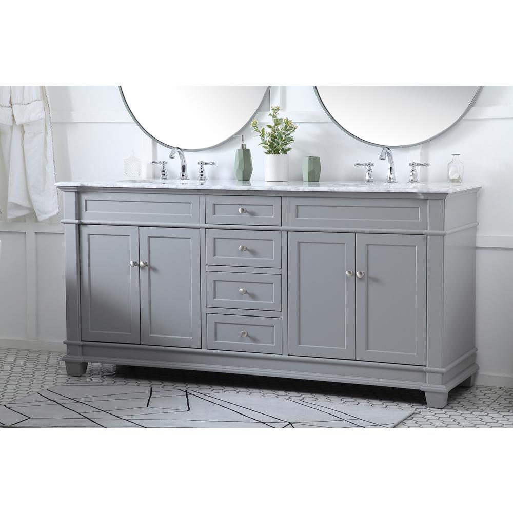 72 inch Double Bathroom Vanity set in Grey. Picture 2