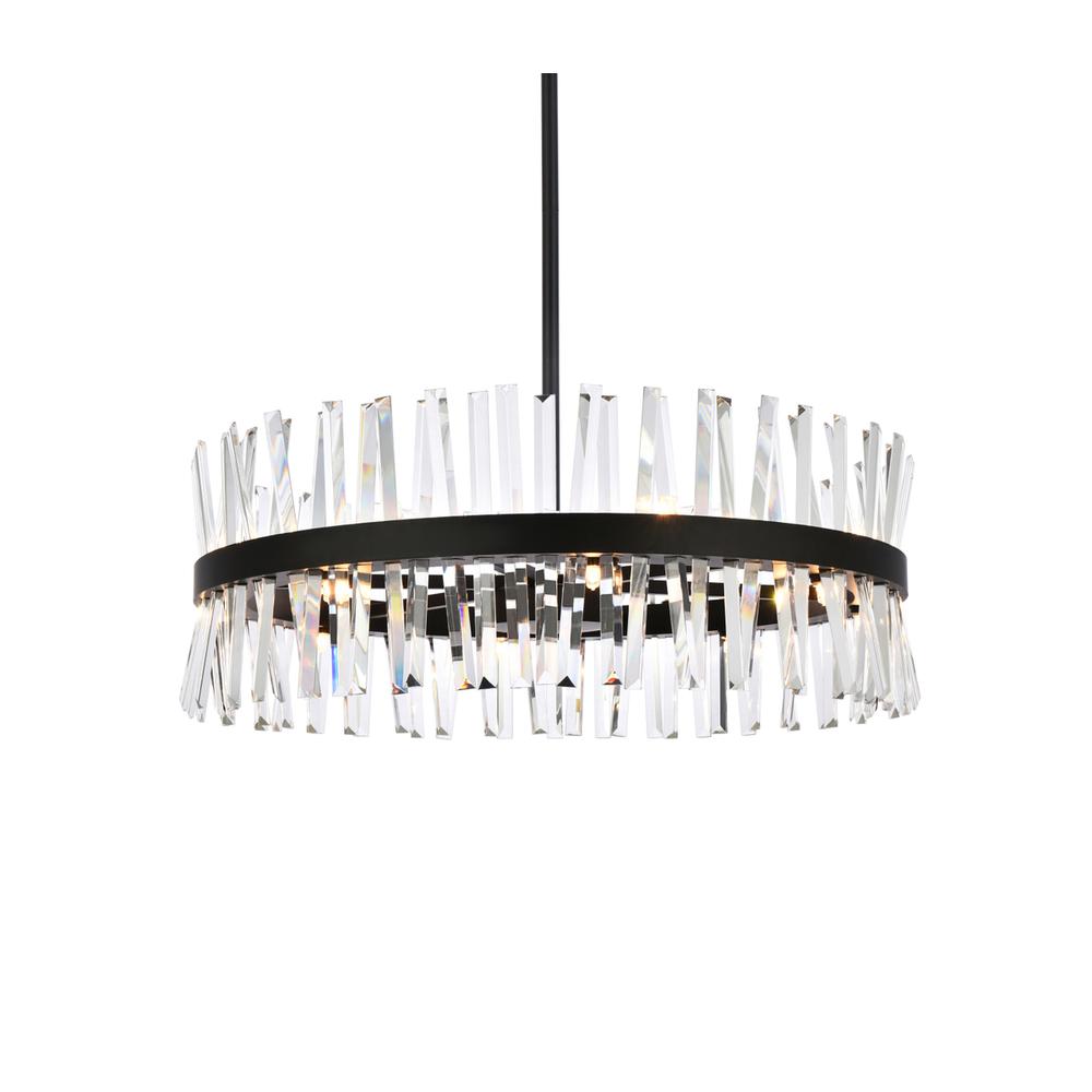 Serephina 32 inch crystal round chandelier light in black. Picture 2
