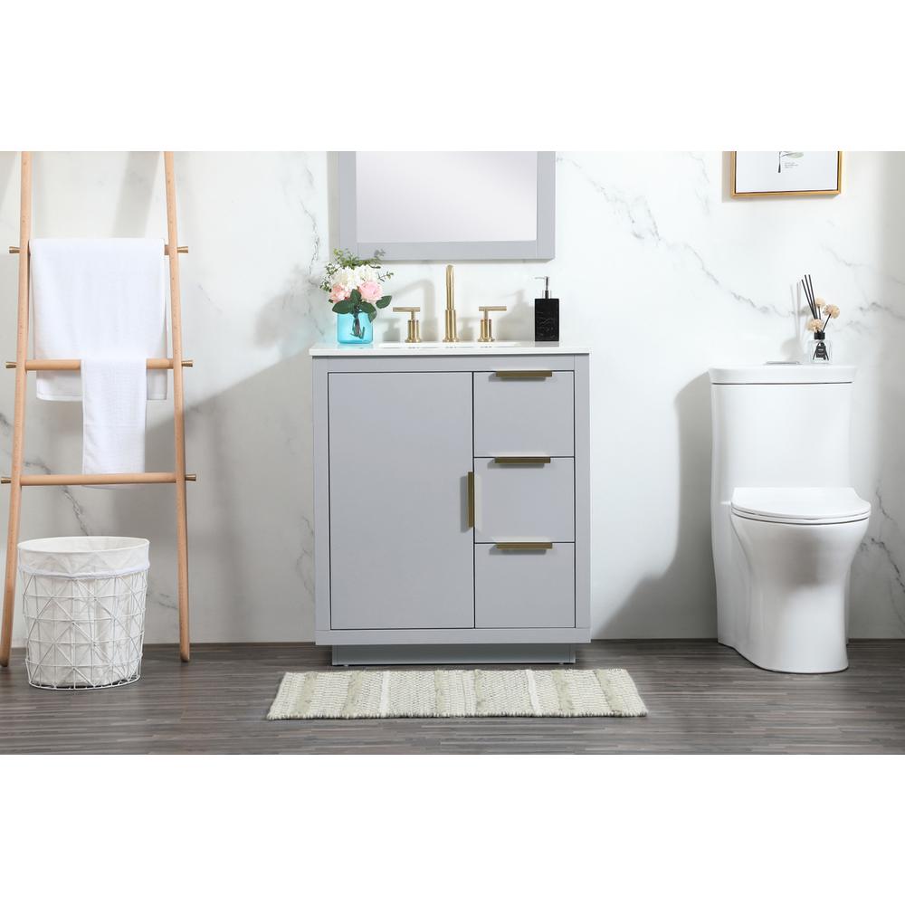 30 inch Single bathroom vanity in grey. Picture 14