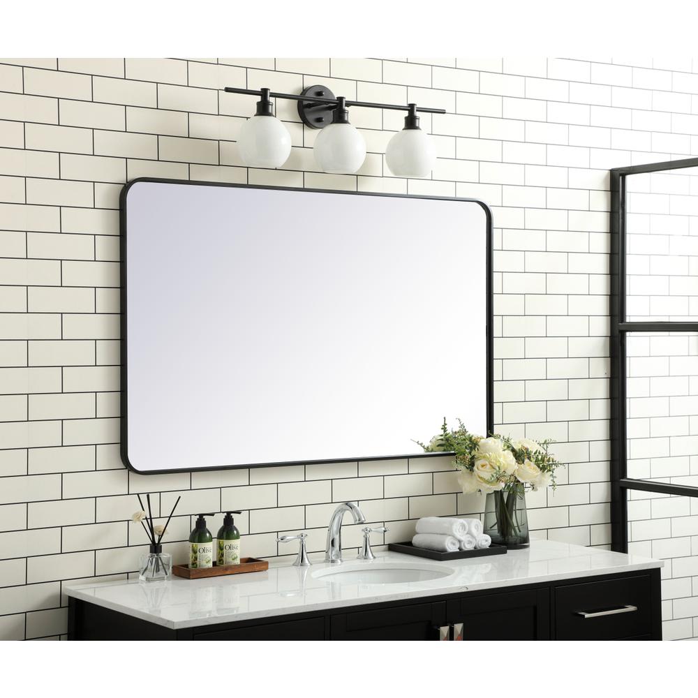 Soft corner metal rectangular mirror 30x48 inch in Black. Picture 2