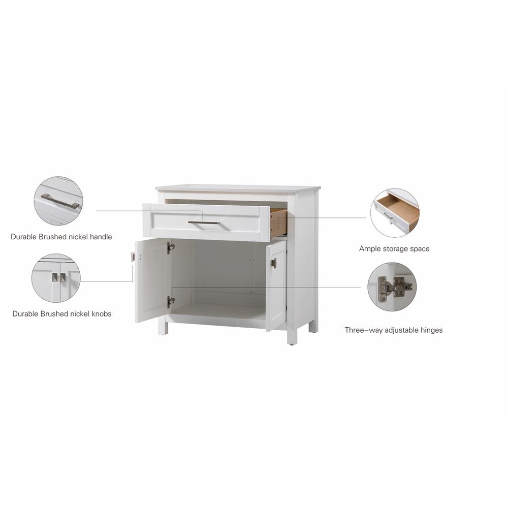 30 Inch Wide Bathroom Storage Freestanding Cabinet In White. Picture 12