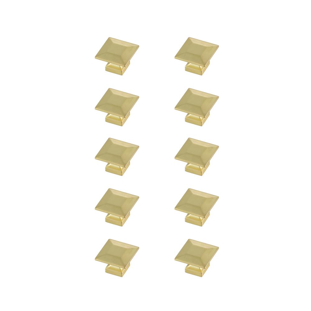 Cecil 1.3" Brushed Gold Square Knob Multipack (Set of 10). Picture 1