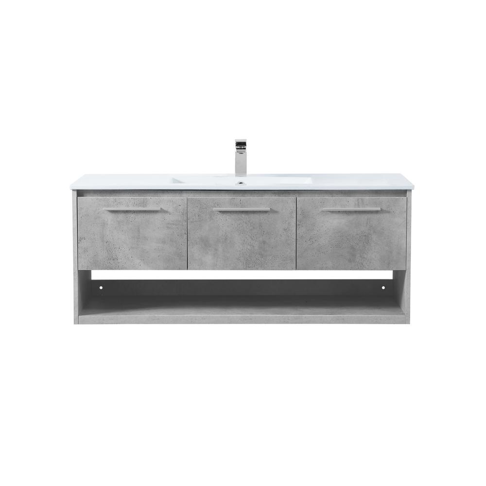 48 inch  Single Bathroom Floating Vanity in Concrete Grey. Picture 1