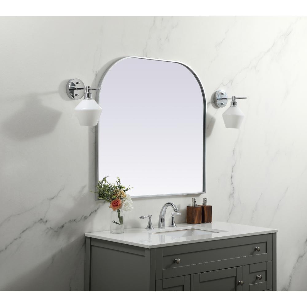 Metal Frame Arch Mirror 36x34 Inch in Silver. Picture 2