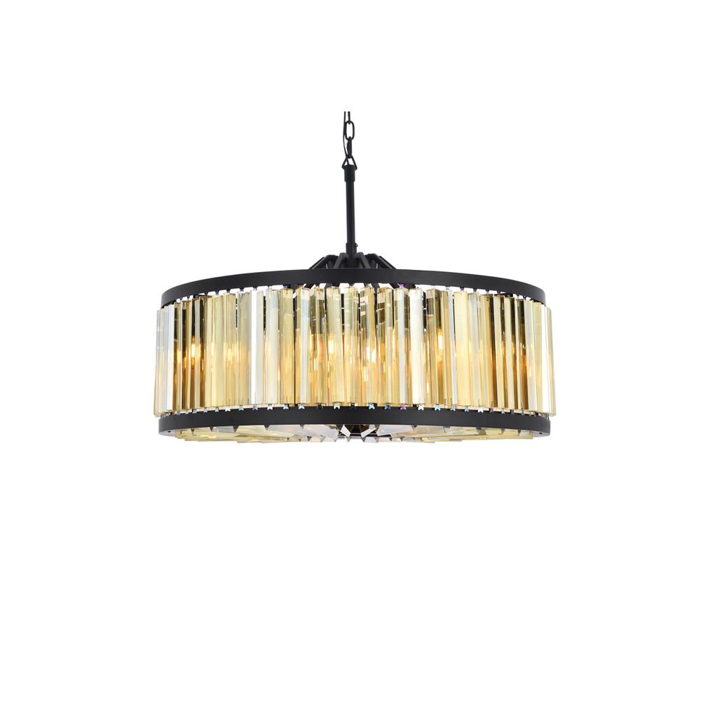 Chelsea 10 light Matte Black Chandelier Golden Teak (Smoky) Royal Cut Crystal. Picture 2