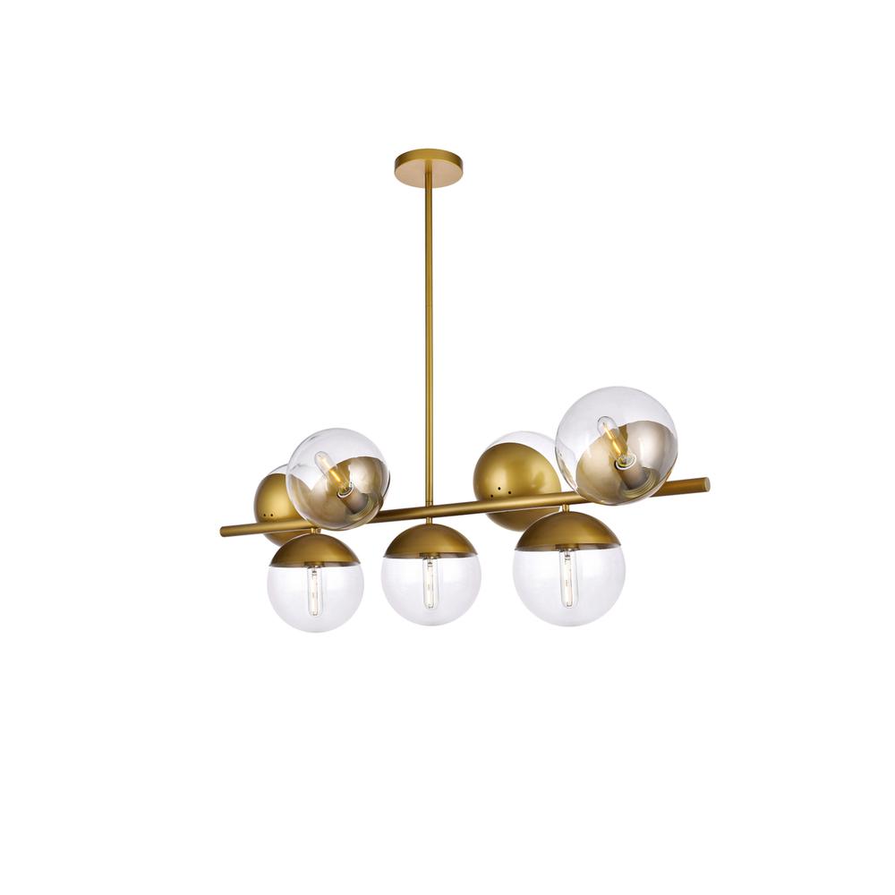 Eclipse 7 Lights Brass Pendant With Clear Glass. Picture 2