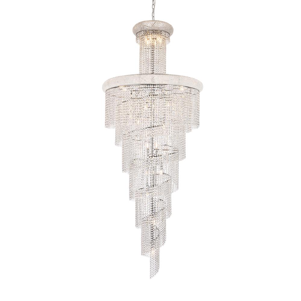 Spiral 32 light Chrome Chandelier Clear Royal Cut Crystal. Picture 2