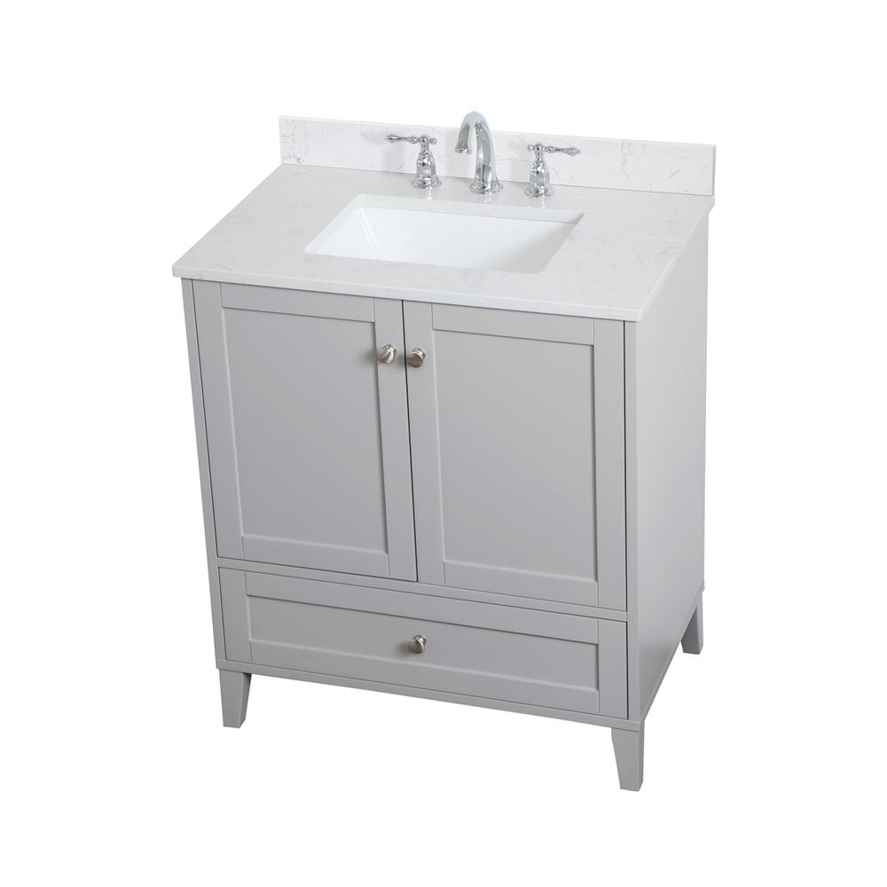 30 inch Single Bathroom Vanity in Grey with Backsplash. Picture 8