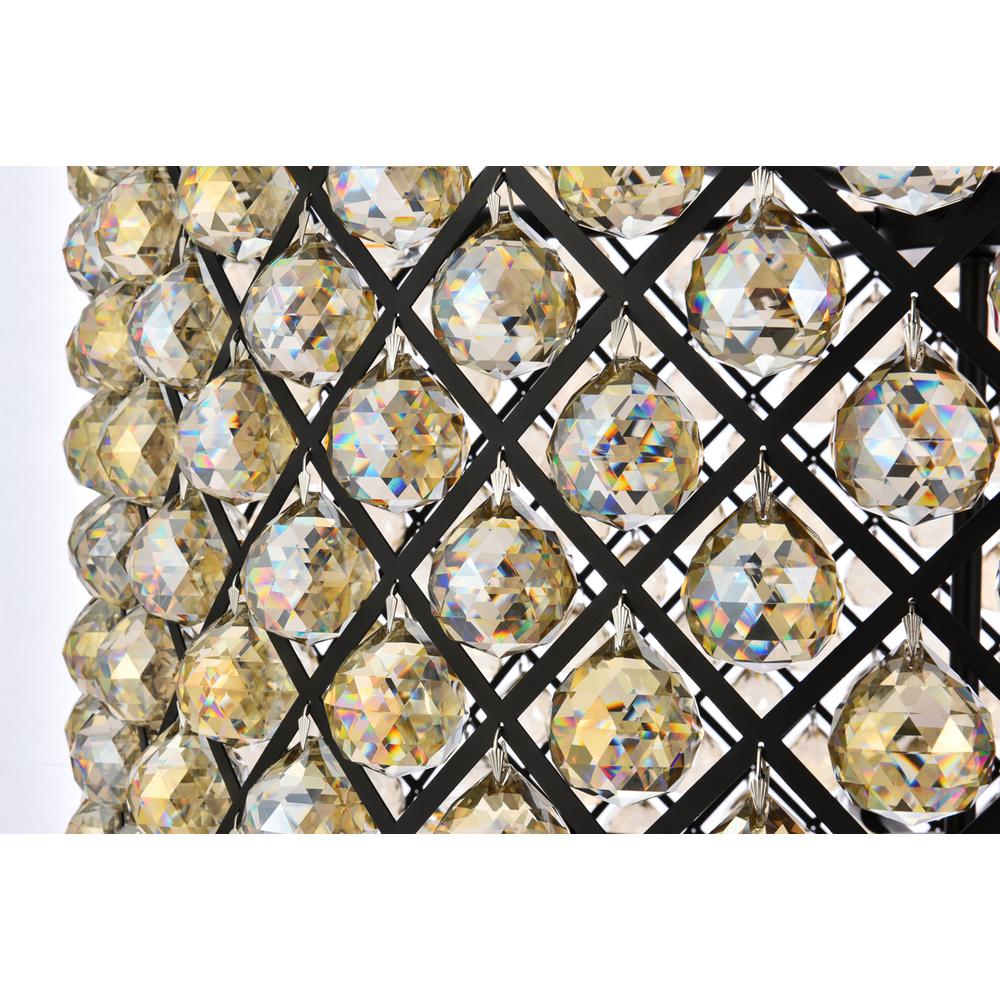 Madison 12 light Matte Black Chandelier Golden Teak (Smoky) Royal Cut Crystal. Picture 4