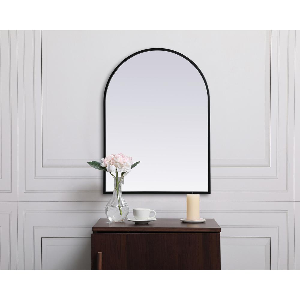 Metal Frame Arch Mirror 22x30 Inch in Black. Picture 9