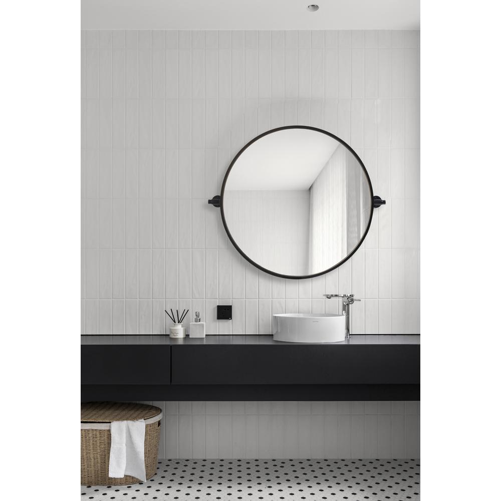 Round pivot mirror 24 inch in black. Picture 8