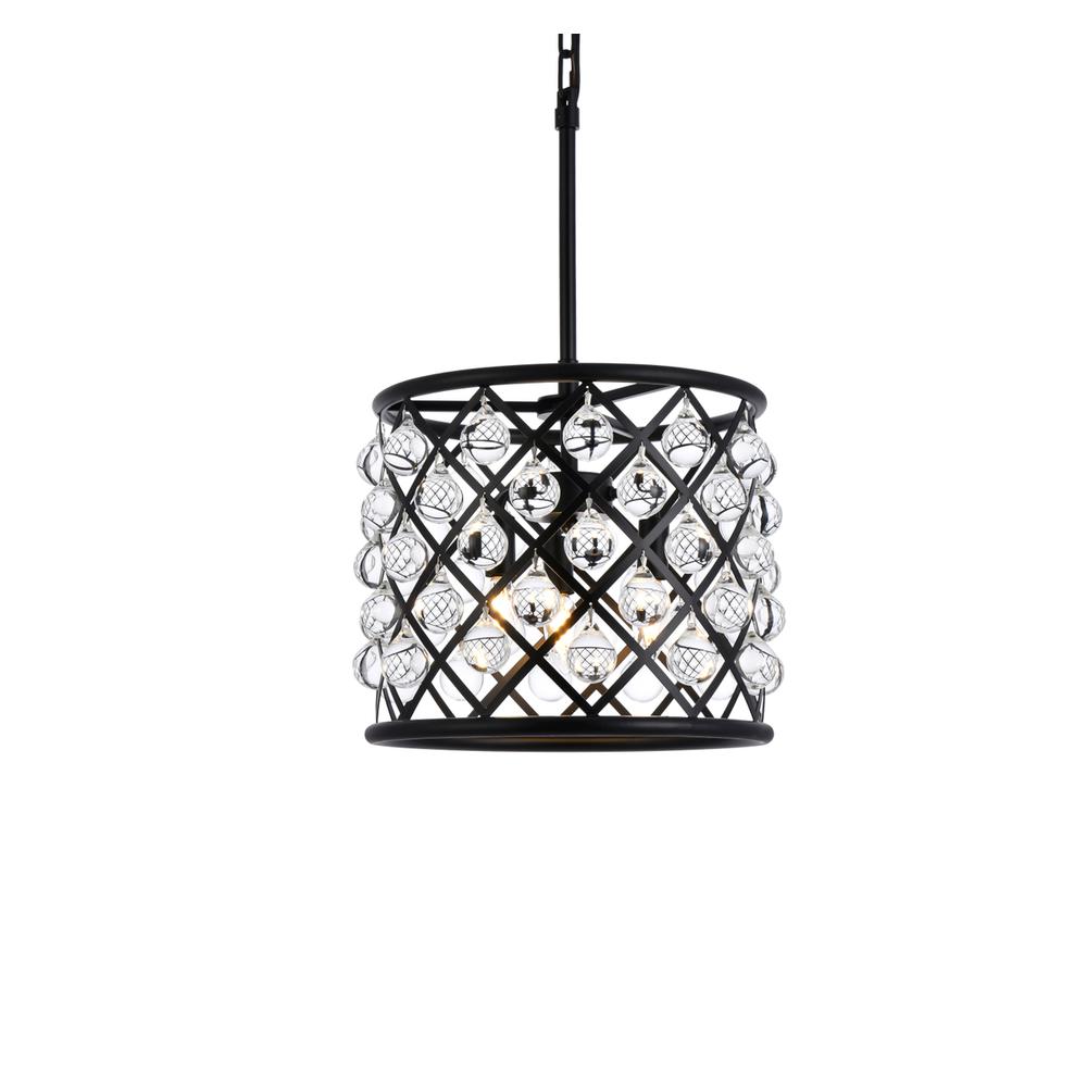 Madison 3 light Matte Black Pendant Clear Royal Cut Crystal. Picture 2