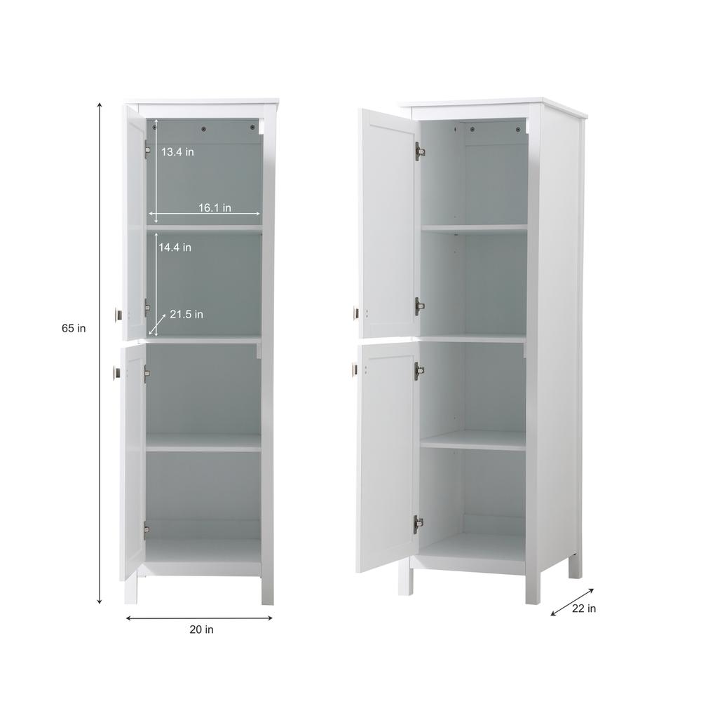 20 Inch Wide Bathroom Linen Storage Freestanding Cabinet In White. Picture 8