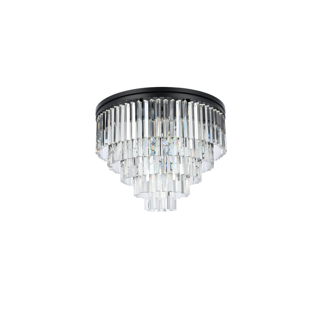 Sydney 17 light Matte Black Flush Mount Clear Royal Cut Crystal. Picture 6