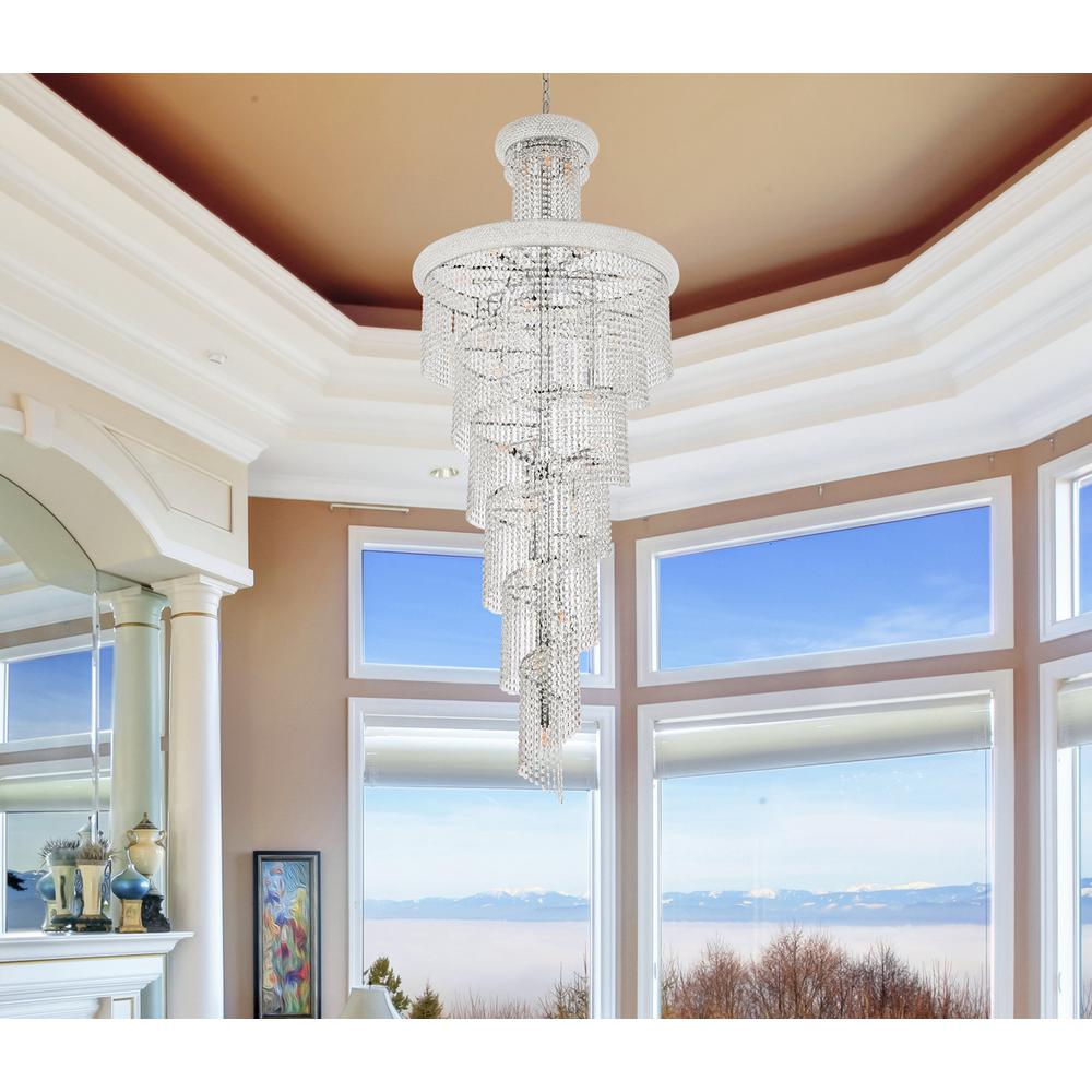 Spiral 28 light Chrome Chandelier Clear Royal Cut Crystal. Picture 7