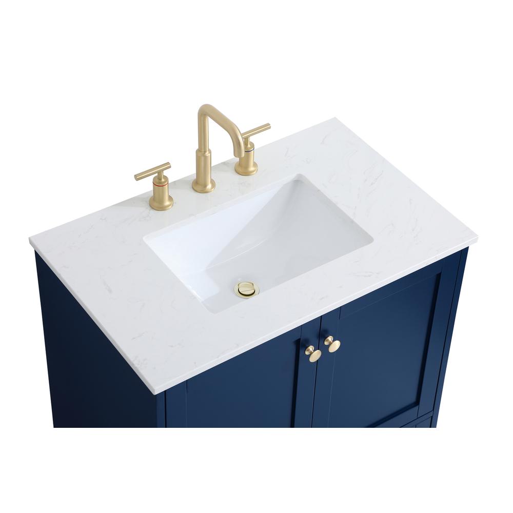 30 inch Single Bathroom Vanity in Blue. Picture 9