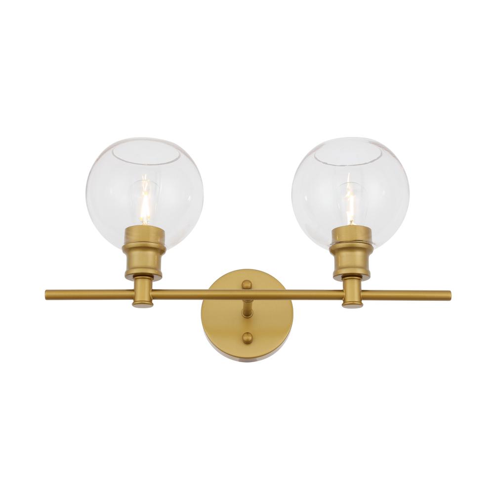 Collier 2 light Brass and Clear glass Wall sconce. Picture 3