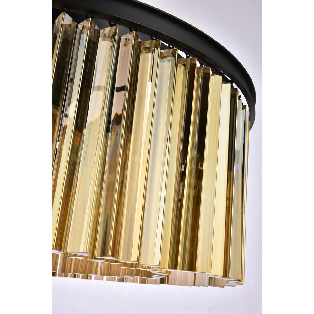 Sydney 8 light Matte Black Chandelier Golden Teak (Smoky) Royal Cut Crystal. Picture 5