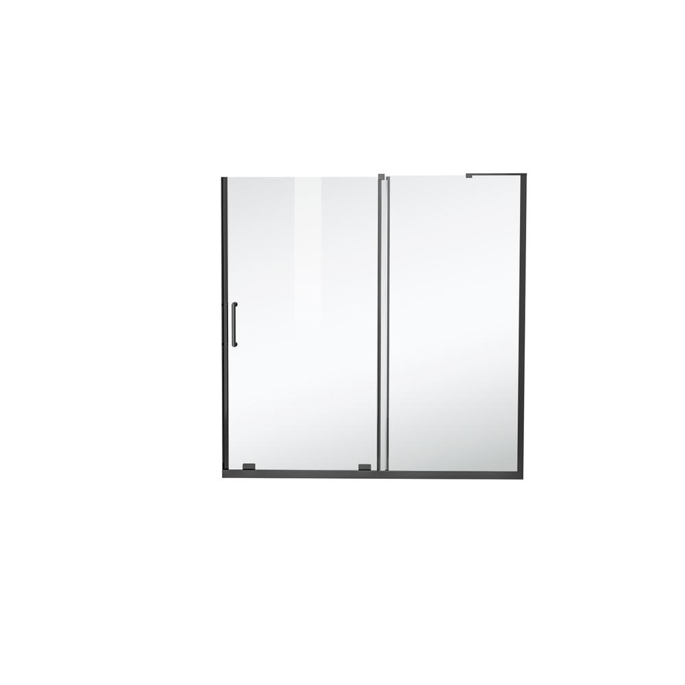 Frameless tub door 60 x 60 Matte Black. Picture 10