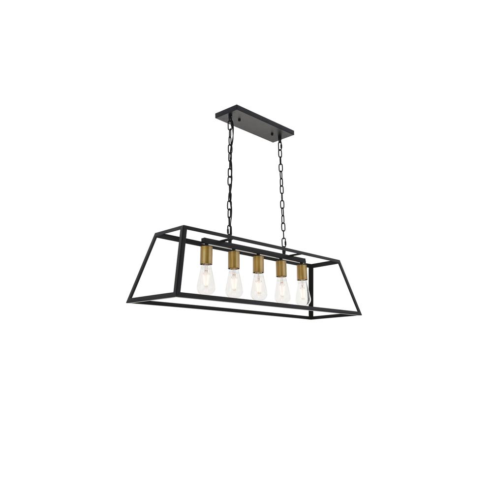 Resolute 5 light brass and black Pendant. Picture 6