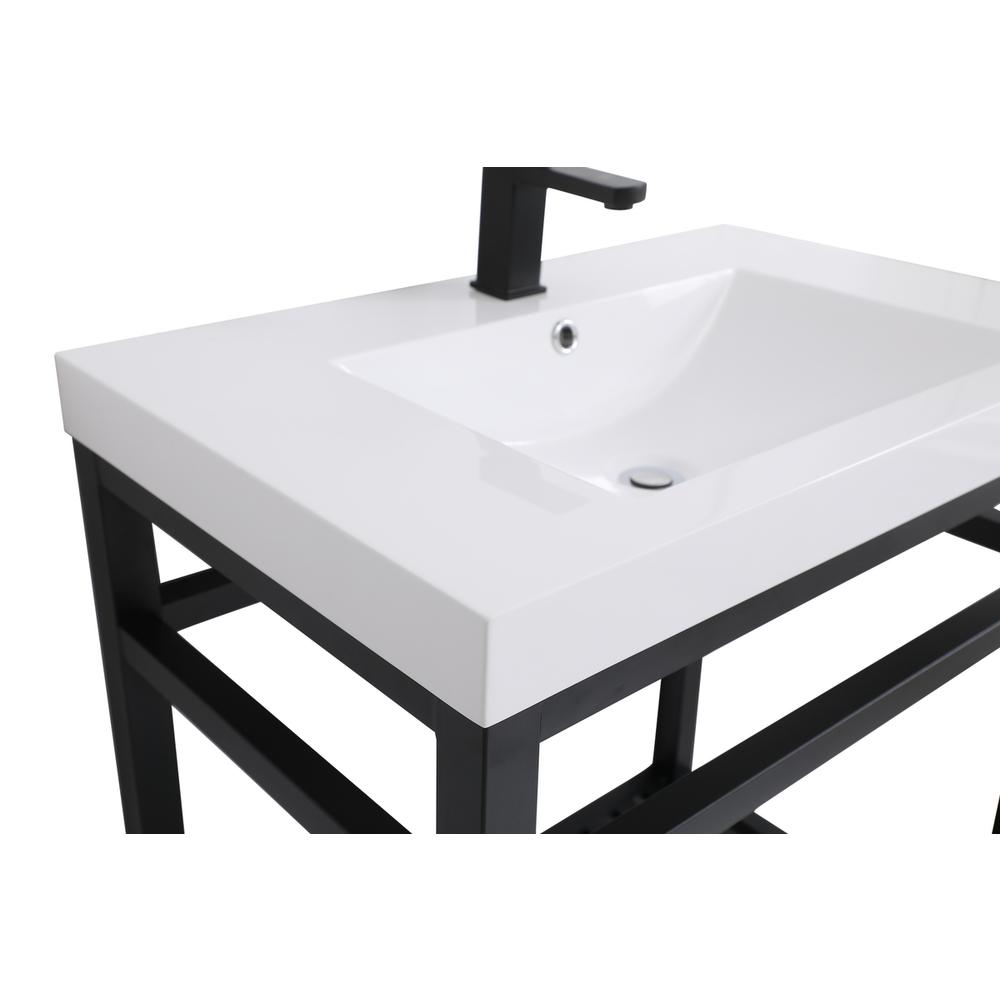30 inch Single Bathroom Metal Vanity in Black. Picture 9