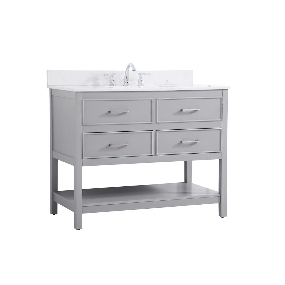 42 inch Single bathroom vanity in gray with backsplash. Picture 7