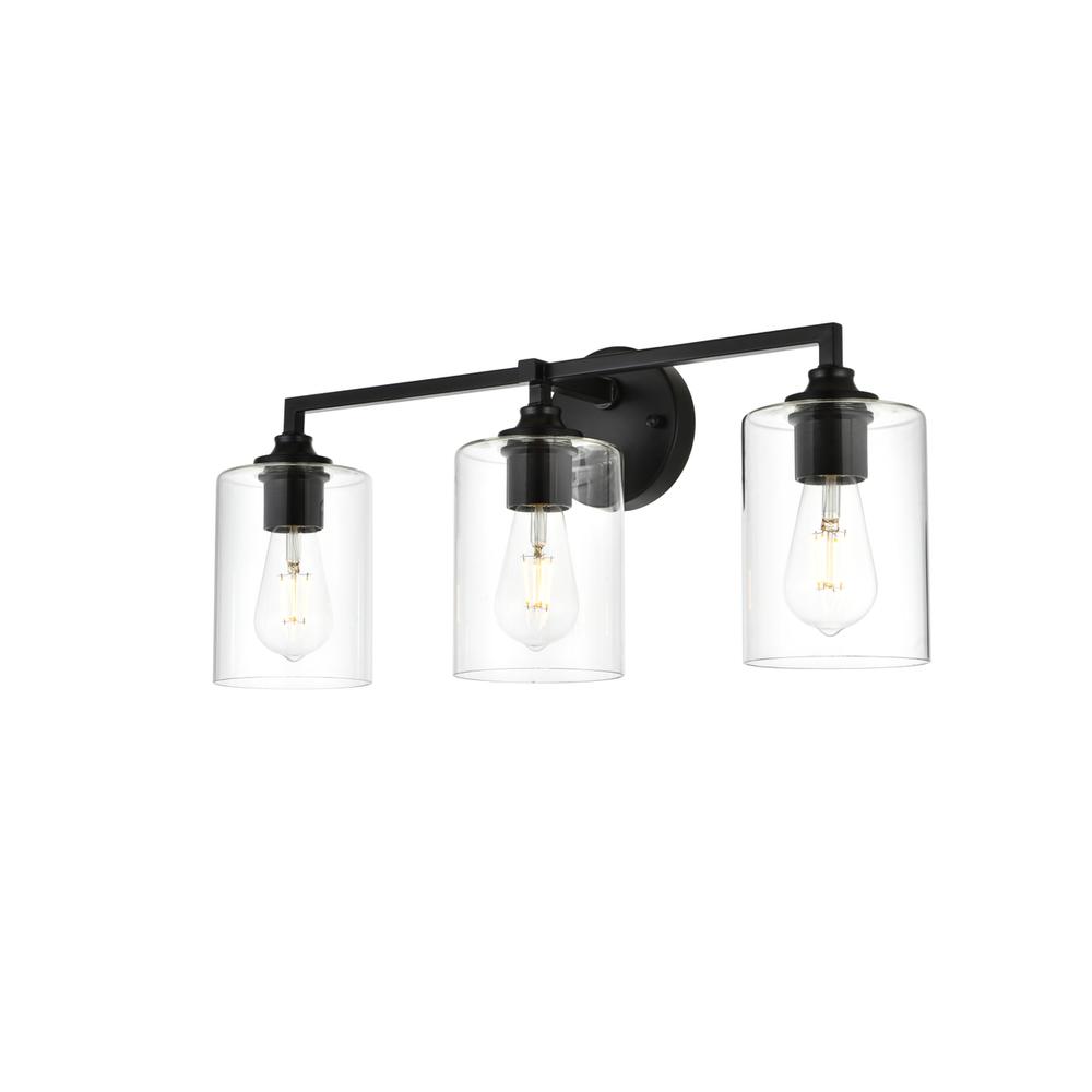 Mayson 3 light Black and Clear Bath Sconce. Picture 2