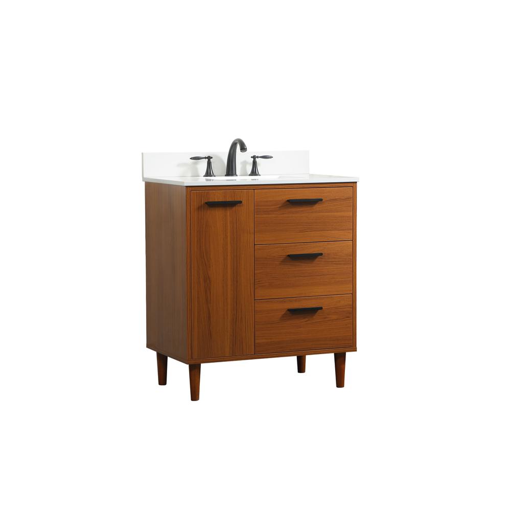 30 inch bathroom vanity in Teak with backsplash. Picture 7