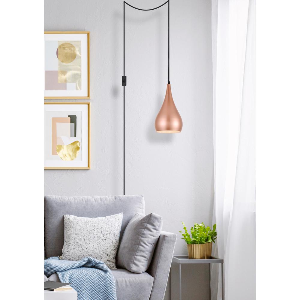 Nora 1 Light honey gold plug-in pendant. Picture 5