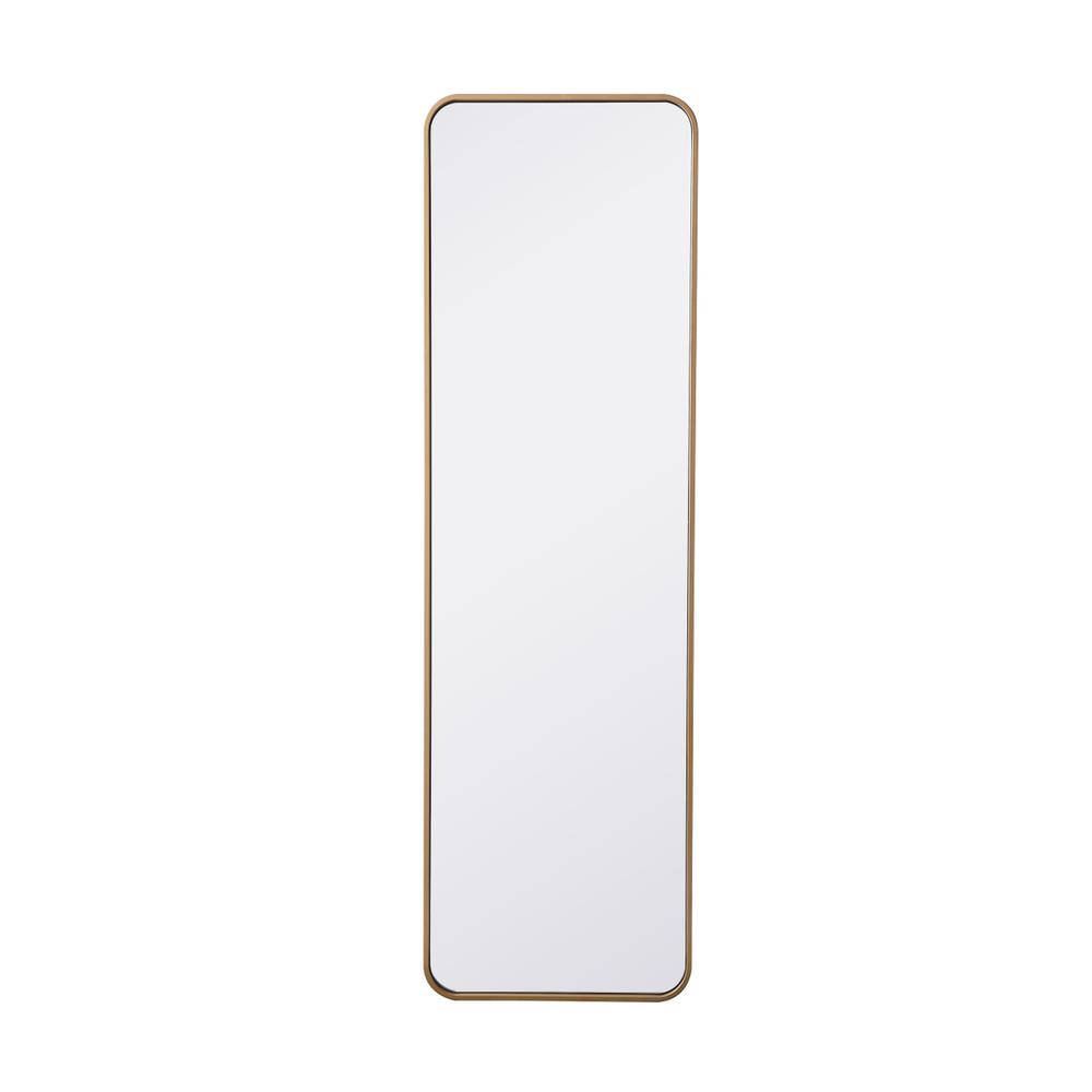 Soft corner metal rectangular mirror 18x60 inch in Brass. Picture 1